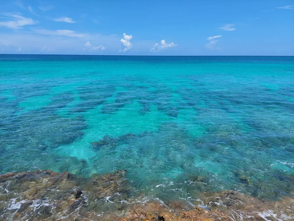 Mare cristallino su fondale roccioso alle Bahamas